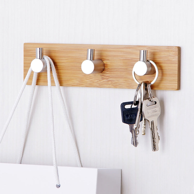 Gancio adesivo per porta del bagno con gancio a tre file in legno di bambù in acciaio inossidabile, Door Sticky Three Hook