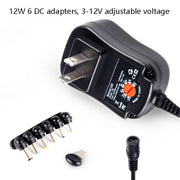 C5 3-12V 12W Caricatore multifunzione per adattatore di alimentazione con interruttore regolato a tensione regolabile con punte CC, US Plug, UK Plug, EU Plug