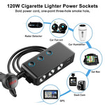 Caricabatteria da auto per accendisigari da auto 3 porte USB + 1 QC3.0 + 3 porte per accendisigari + design con clip posteriore + display a LED, HC67A