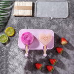 Stampo per ghiaccioli in silicone con coperchio e bastoncini
