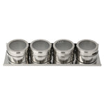 Set di ampolle per condimenti magnetici da cucina in acciaio inossidabile, Stainless Steel Seasoning Cruet Set