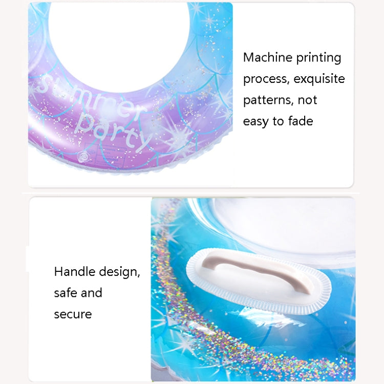 2 pezzi paillettes cielo stellato sirena anello da nuoto per adulti anello da nuoto per ascelle per bambini, dimensioni:, 60cm, 70cm, 80cm, 90cm, 90cm (With Handle)