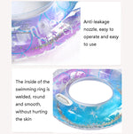 2 pezzi paillettes cielo stellato sirena anello da nuoto per adulti anello da nuoto per ascelle per bambini, dimensioni:, 60cm, 70cm, 80cm, 90cm, 90cm (With Handle)