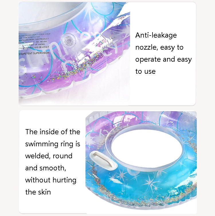 2 pezzi paillettes cielo stellato sirena anello da nuoto per adulti anello da nuoto per ascelle per bambini, dimensioni:, 60cm, 70cm, 80cm, 90cm, 90cm (With Handle)