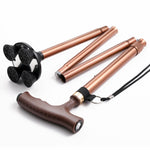 TBS-009 Stampelle per anziani pieghevoli a quattro zampe Lega di alluminio Stampelle antiscivolo leggere e multifunzionali con luce, TBS-009(Black), TBS-009(Brown)