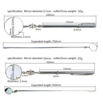 3 pezzi specchio di rilevamento riparazione auto specchio telescopico pieghevole universale specchio di ispezione del telaio di saldatura, Silver 50mm, Silver 30mm, Black Handle 50mm, Red Handle 50mm, Purple Handle 50mm, Pink Handle 50mm