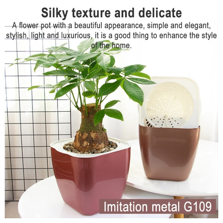 Vaso da fiori in plastica colorata per accumulo di acqua in metallo imitazione 3 pezzi, G103 Extra Small, G105 Small Pot, G109 Medium Pot