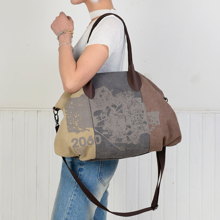 K1219 Borsa a tracolla monospalla con stampa di borsa in tela Graffiti di grande capacità