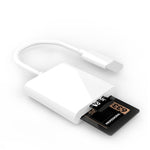 Adattatore 2 in 1 per lettore di schede SD/TF da 8 pin per iPhone/iPad, lunghezza cavo: 9,7 cm, SD + TF Slots