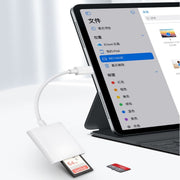 Adattatore 2 in 1 per lettore di schede SD/TF da 8 pin per iPhone/iPad, lunghezza cavo: 9,7 cm, SD + TF Slots