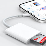 Adattatore 2 in 1 per lettore di schede SD/TF da 8 pin per iPhone/iPad, lunghezza cavo: 9,7 cm, SD + TF Slots