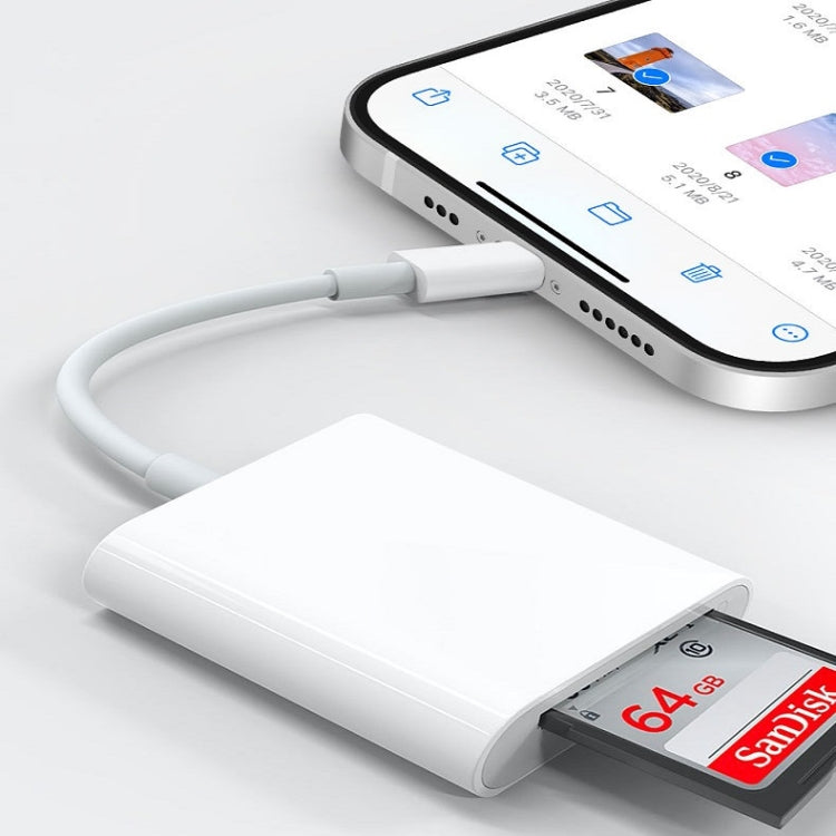 Adattatore 2 in 1 per lettore di schede SD/TF da 8 pin per iPhone/iPad, lunghezza cavo: 9,7 cm, SD + TF Slots