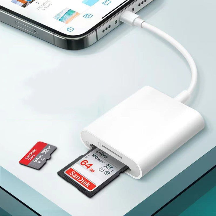 Adattatore 2 in 1 per lettore di schede SD/TF da 8 pin per iPhone/iPad, lunghezza cavo: 9,7 cm, SD + TF Slots