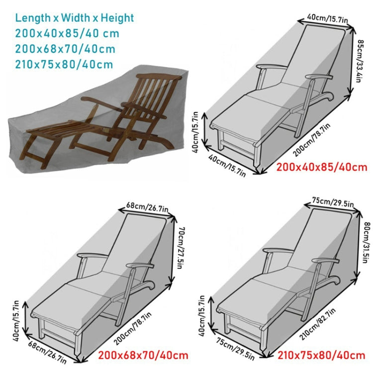 Sedia da spiaggia per esterni Copertura antipolvere e impermeabile Copertura protettiva per mobili per sedia a dondolo, 200x40x85cm, 200x68x70cm, 210x75x80cm
