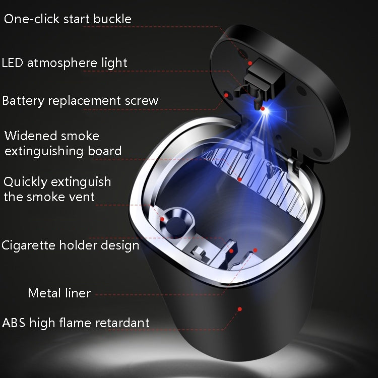 Posacenere per auto da 2 pezzi con coperchio appeso invisibile con posacenere per auto con luce a LED, 2 PCS Car Ashtray