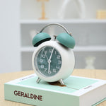 Sveglia meccanica digitale da tavolo in metallo da camera da letto Orologio silenzioso da soggiorno con luce notturna, Green, Blue, Coffee Color, Pink