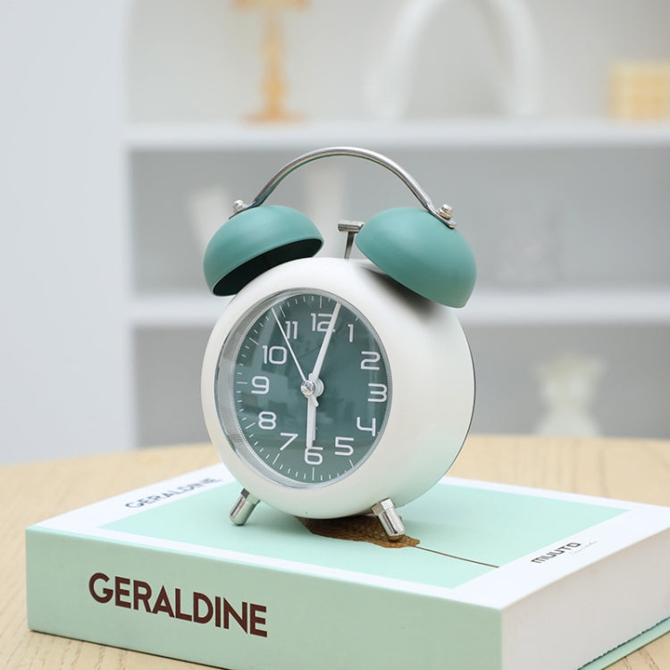 Sveglia meccanica digitale da tavolo in metallo da camera da letto Orologio silenzioso da soggiorno con luce notturna, Green, Blue, Coffee Color, Pink