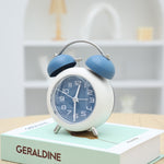 Sveglia meccanica digitale da tavolo in metallo da camera da letto Orologio silenzioso da soggiorno con luce notturna, Green, Blue, Coffee Color, Pink