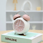 Sveglia meccanica digitale da tavolo in metallo da camera da letto Orologio silenzioso da soggiorno con luce notturna, Green, Blue, Coffee Color, Pink