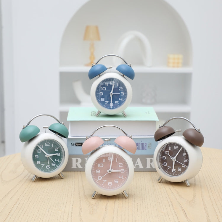 Sveglia meccanica digitale da tavolo in metallo da camera da letto Orologio silenzioso da soggiorno con luce notturna, Green, Blue, Coffee Color, Pink