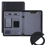 Cartella in pelle per borsa da lavoro con cerniera portatile multifunzionale KC601 A4, stile:, No Chargeable No Calculator No Memo Pad (Black), No Chargeable No Calculator No Memo Pad (Dark Blue), No Chargeable No Calculator No Memo Pad (Gray)         ...