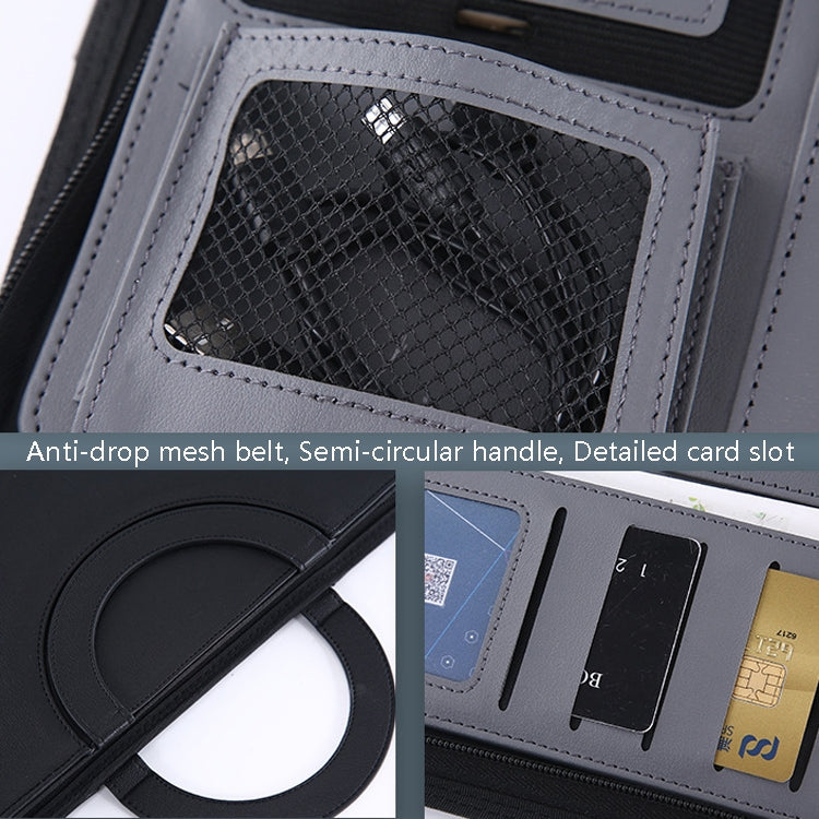 Cartella in pelle per borsa da lavoro con cerniera portatile multifunzionale KC601 A4, stile:, No Chargeable No Calculator No Memo Pad (Black), No Chargeable No Calculator No Memo Pad (Dark Blue), No Chargeable No Calculator No Memo Pad (Gray)         ...