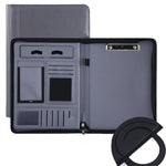 Cartella in pelle per borsa da lavoro con cerniera portatile multifunzionale KC601 A4, stile:, No Chargeable No Calculator No Memo Pad (Black), No Chargeable No Calculator No Memo Pad (Dark Blue), No Chargeable No Calculator No Memo Pad (Gray)         ...