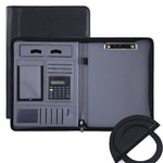 Cartella in pelle per borsa da lavoro con cerniera portatile multifunzionale KC601 A4, stile:, No Chargeable No Calculator No Memo Pad (Black), No Chargeable No Calculator No Memo Pad (Dark Blue), No Chargeable No Calculator No Memo Pad (Gray)         ...