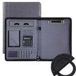 Cartella in pelle per borsa da lavoro con cerniera portatile multifunzionale KC601 A4, stile:, No Chargeable No Calculator No Memo Pad (Black), No Chargeable No Calculator No Memo Pad (Dark Blue), No Chargeable No Calculator No Memo Pad (Gray)         ...