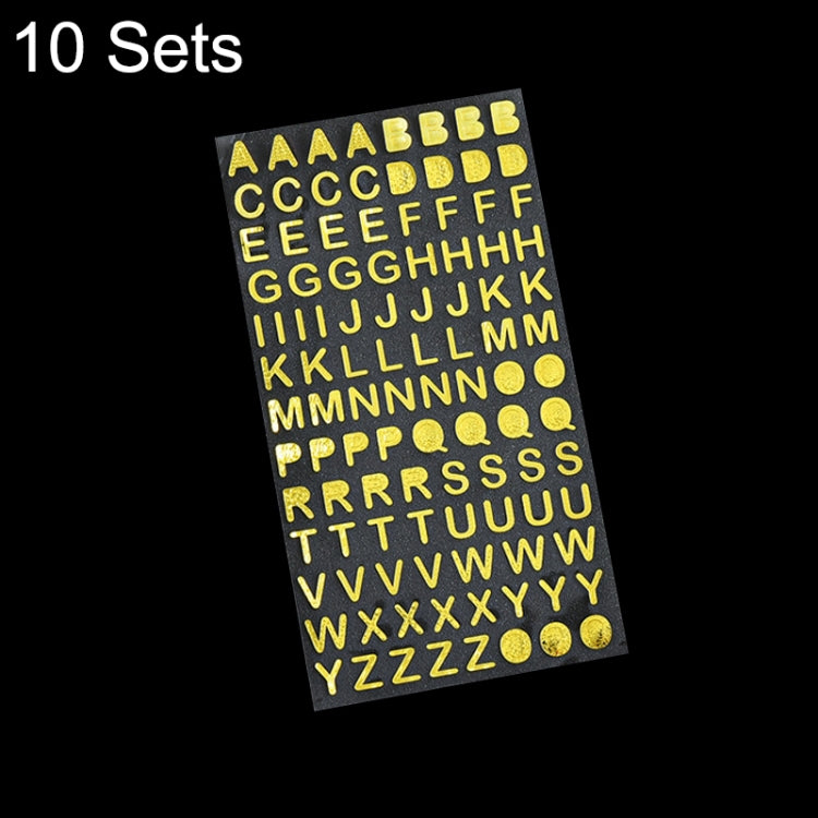 Set di 10 set di adesivi alfanumerici per conti manuali, Bronze Physical Letter, Bronze Cartoon Letter, Bronze Number, Hot Silver Physical Letter, Hot Silver Cartoon Letter, Hot Silver Number
