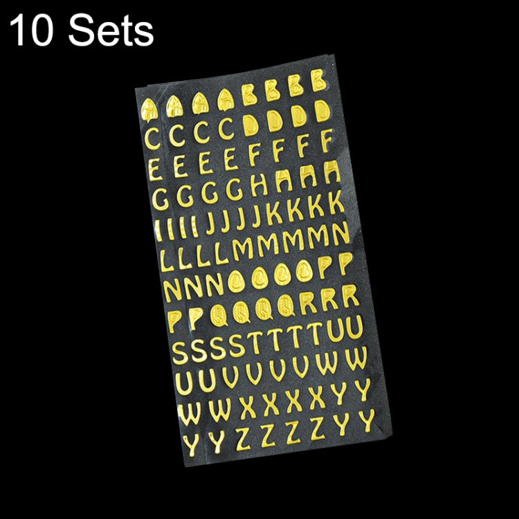 Set di 10 set di adesivi alfanumerici per conti manuali, Bronze Physical Letter, Bronze Cartoon Letter, Bronze Number, Hot Silver Physical Letter, Hot Silver Cartoon Letter, Hot Silver Number