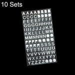 Set di 10 set di adesivi alfanumerici per conti manuali, Bronze Physical Letter, Bronze Cartoon Letter, Bronze Number, Hot Silver Physical Letter, Hot Silver Cartoon Letter, Hot Silver Number