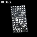 Set di 10 set di adesivi alfanumerici per conti manuali, Bronze Physical Letter, Bronze Cartoon Letter, Bronze Number, Hot Silver Physical Letter, Hot Silver Cartoon Letter, Hot Silver Number