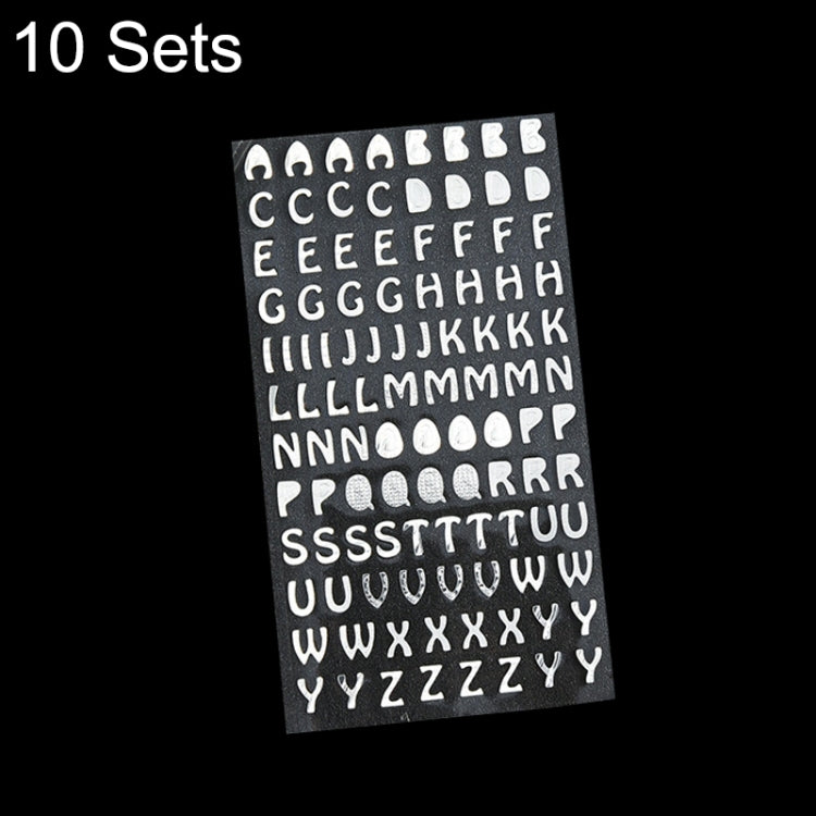 Set di 10 set di adesivi alfanumerici per conti manuali, Bronze Physical Letter, Bronze Cartoon Letter, Bronze Number, Hot Silver Physical Letter, Hot Silver Cartoon Letter, Hot Silver Number