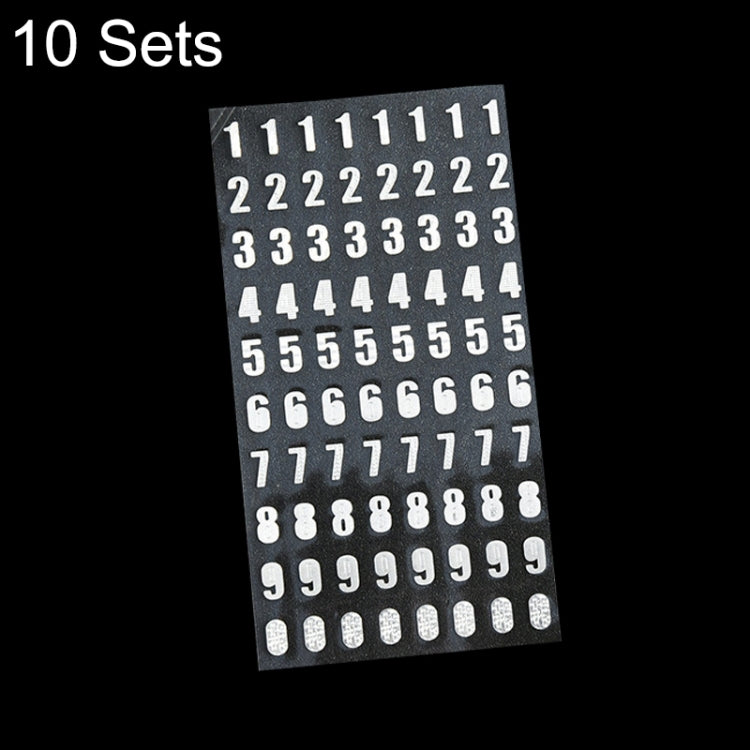 Set di 10 set di adesivi alfanumerici per conti manuali, Bronze Physical Letter, Bronze Cartoon Letter, Bronze Number, Hot Silver Physical Letter, Hot Silver Cartoon Letter, Hot Silver Number