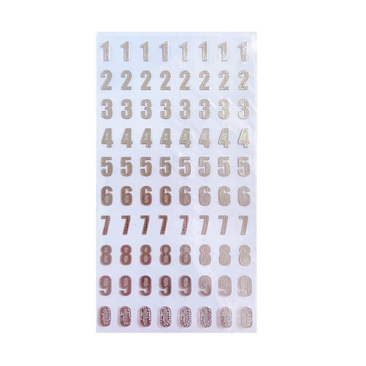 Set di 10 set di adesivi alfanumerici per conti manuali, Bronze Physical Letter, Bronze Cartoon Letter, Bronze Number, Hot Silver Physical Letter, Hot Silver Cartoon Letter, Hot Silver Number