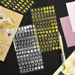 Set di 10 set di adesivi alfanumerici per conti manuali, Bronze Physical Letter, Bronze Cartoon Letter, Bronze Number, Hot Silver Physical Letter, Hot Silver Cartoon Letter, Hot Silver Number