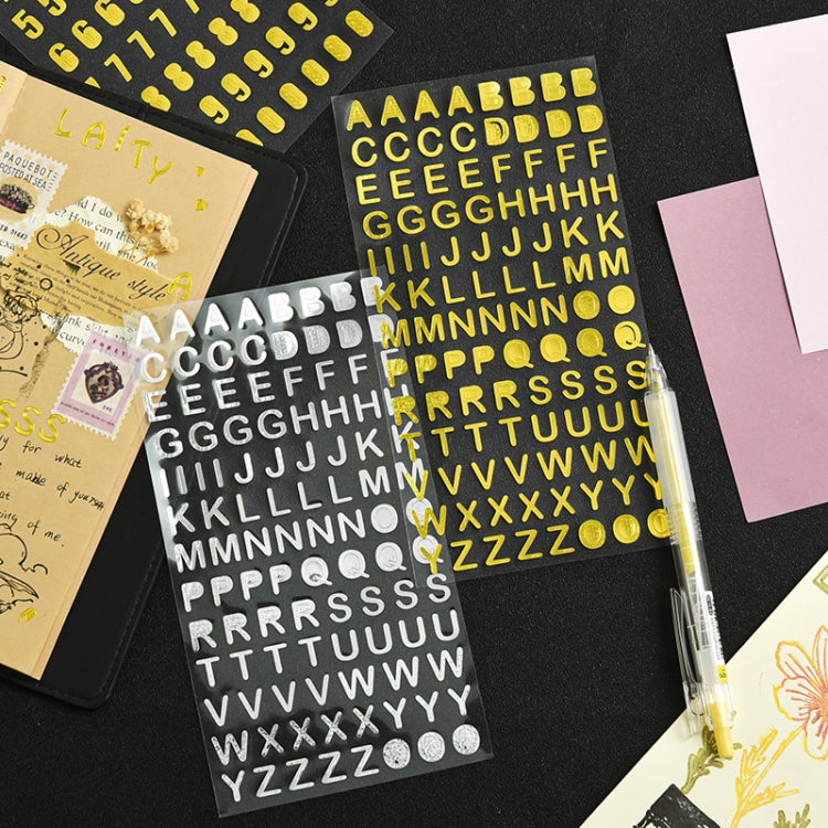 Set di 10 set di adesivi alfanumerici per conti manuali, Bronze Physical Letter, Bronze Cartoon Letter, Bronze Number, Hot Silver Physical Letter, Hot Silver Cartoon Letter, Hot Silver Number