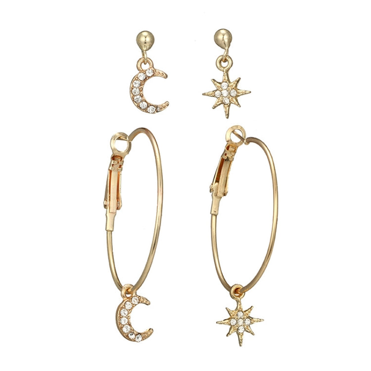 Orecchini donna cristallo con stelle e anello luna