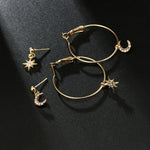 Orecchini donna cristallo con stelle e anello luna