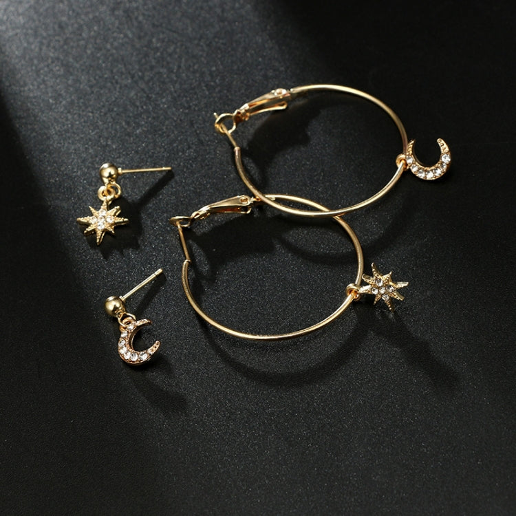 Orecchini donna cristallo con stelle e anello luna