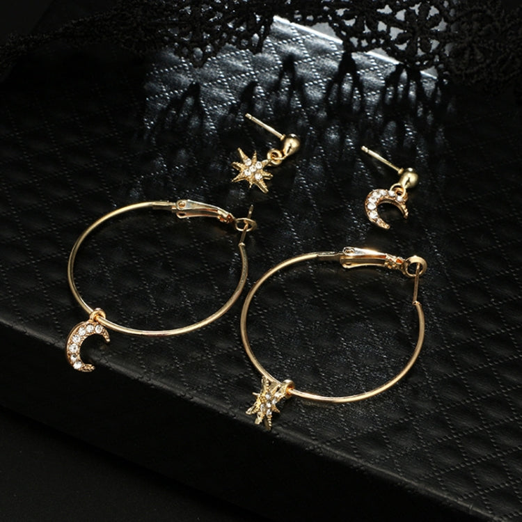 Orecchini donna cristallo con stelle e anello luna