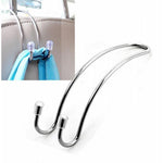 Clip per seggiolino auto in metallo per autoveicoli Gancio per poggiatesta automatico Supporto per borsa per borsa per auto Borsa in tessuto per riporre la spesa Chiusura automatica, Silver