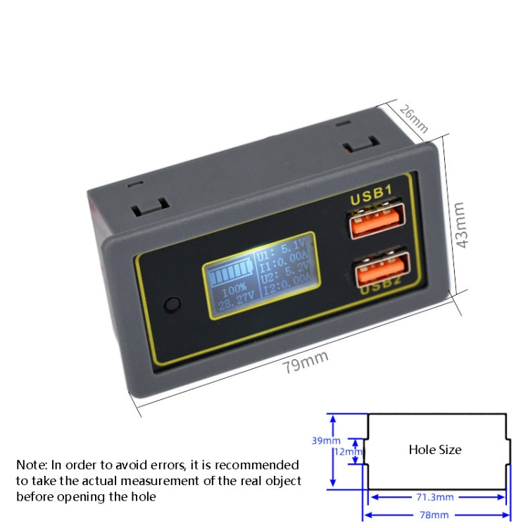 Tabella di elettricità di tensione CC per auto Batteria 12/24V Batteria al piombo-acido Girare Display di carica rapida USB 5V, Car DC Voltage Electricity Table