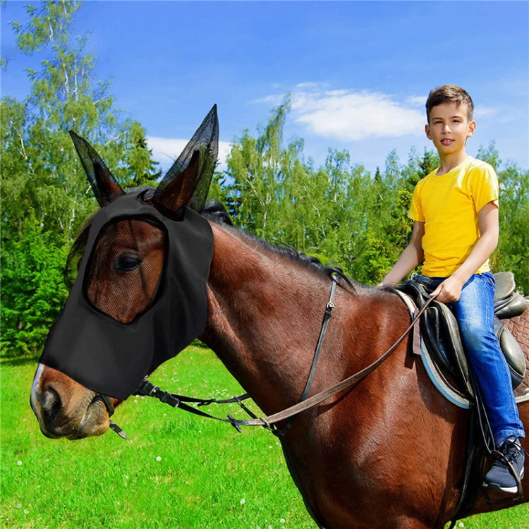 MMZ-001 Maschera da cavallo traspirante Maschera per insetti e zanzare Forniture equestri, Horse Mask (Blue), Horse Mask (Purple), Horse Mask (Rose Red), Horse Mask (Grey), Horse Mask (Black)
