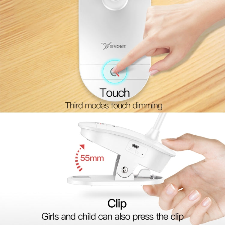 YAGE T102 2W 18LED Touch Switch 3-Level Dimming Clip Lampada da scrivania Protezione degli occhi Luce a LED