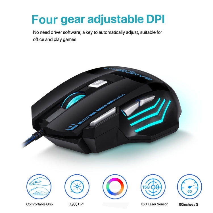 GAMING BLOODBAT GM02 7 Tasti USB Optoelettronica cablata Mouse da gioco Mouse con luci respiratorie digitali Mouse