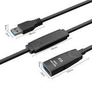 D.Y.TECH USB 3.0 maschio a femmina cavo di prolunga cavo dati con chip a doppia schermatura, lunghezza:, 10m, 15m