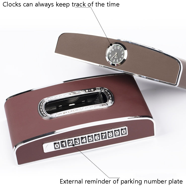 Scatola per fazzoletti per orologio per auto Scatola per asciugamani di carta da tavolo per strumenti per veicoli multifunzione, stile:, Clock+Parking Card (Green), Clock+Parking Card (Ivory), Clock+Parking Card (Agate), Clock+Parking Card (Black)     ...