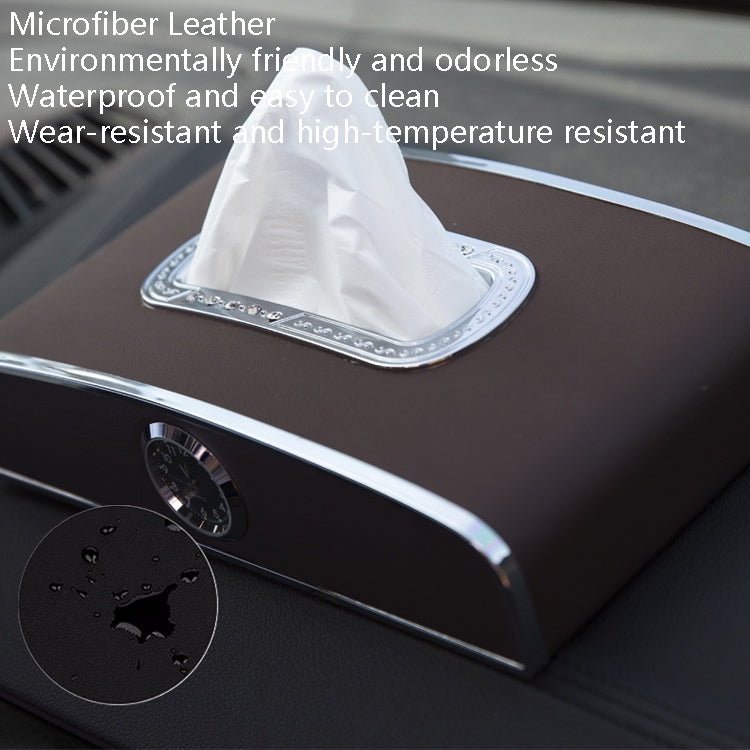 Scatola per fazzoletti per orologio per auto Scatola per asciugamani di carta da tavolo per strumenti per veicoli multifunzione, stile:, Clock+Parking Card (Green), Clock+Parking Card (Ivory), Clock+Parking Card (Agate), Clock+Parking Card (Black)     ...
